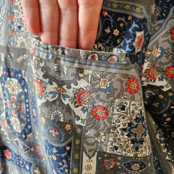 Vintage Handmade Cotton Hawaiian Mod Floral Ornate Mens Shirt L 60s Style - Picture 4 of 6